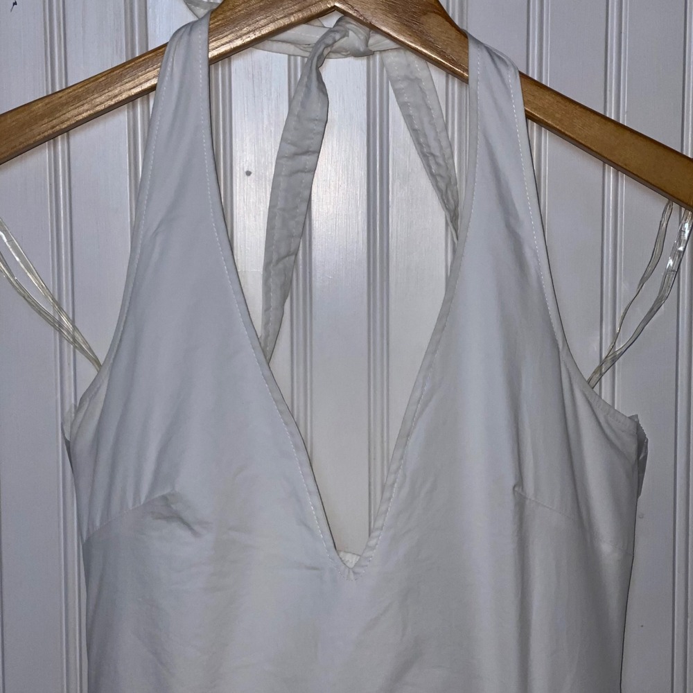 House of CB Marilyn Ivory Open Back Halter Dress Midi Pleated Skirt - Size S - Picture 13 of 16